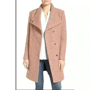 Kenneth Cole Women's Asymmetrical Bouclé Wool Blend Coat Size P. Small